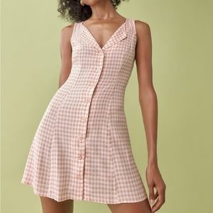 Reformation Rilynn Dress Pink White Checkered Size 2